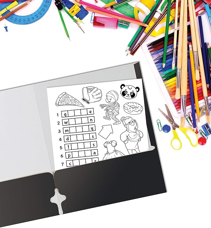 Better Office Products Two Pocket Portfolio Folders, 50-Pack, Black, Letter Size Paper Folders, 50 Pieces, Black