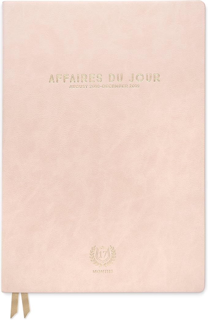 DesignWorks Ink Soft Cover Vegan Leather 17-Month Large Agenda Book, Blush- Affaires Du Jour