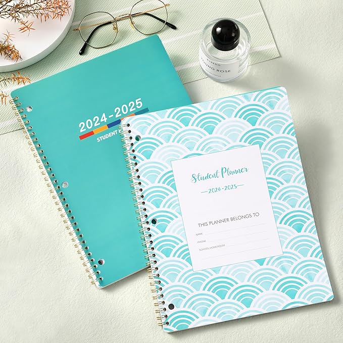 Student Planner 2024-2025 - Academic Planner 2024-2025 from July 2024 - June 2025, 11" × 9", Weekly Lesson Planner with Stickers, Week's Goals, Printed Tabs and Golden Twin-Wire Binding