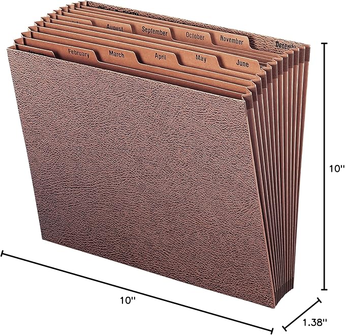 Smead TUFF Expanding File, Monthly (Jan.-Dec.), 12 Pockets, Letter Size, Redrope-Printed Stock (70488)