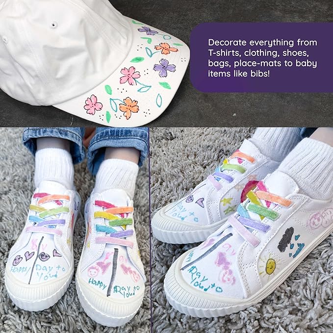 Super Markers 20 Unique Pastel Colors Dual Tip Fabric & T-Shirt Marker Set - Double-Ended Fabric Markers with Chisel Point and Fine Point Tips - 20 Permanent Ink Vibrant and Bold Colors