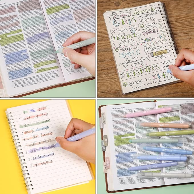 Mr. Pen- Gel Highlighter, 8 Pack, Morandi & Vintage Colors, Bible Highlighters No Bleed, No Bleed Highlighters, Bible Highlighter, Bible Markers, Gel Highlighters for Bibles, Highlighter