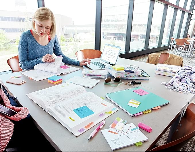 Post-it Page Markers, Assorted Colors, 1 in x 3 in, 50 Sheets/Pad, 4 Pads/Pack (671-4AU)