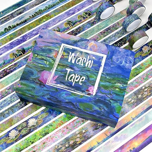 27 Rolls Monet Gold Foil Vintage Washi Tape Set - Decorative Masking Tapes for Scrapbooking, Journaling, Crafts, School Supplies