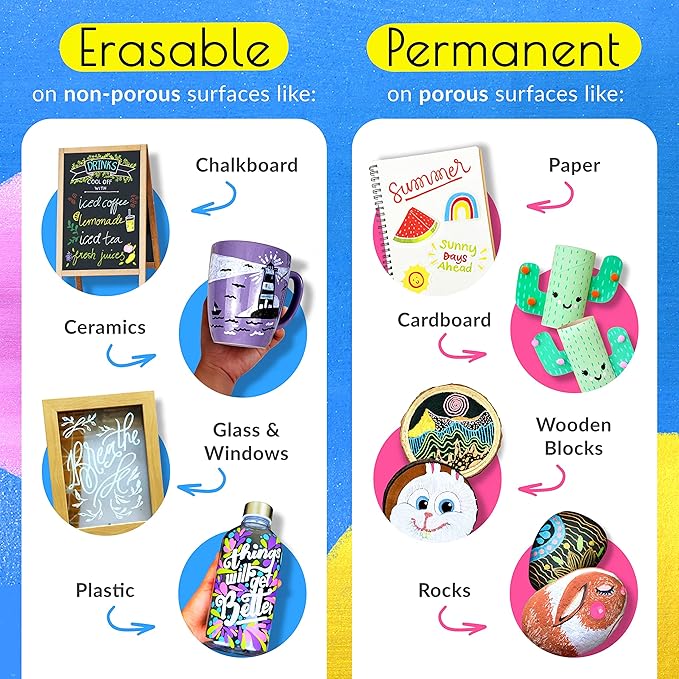 10 Metallic Fine Tip Liquid Chalk Markers for Chalkboard Signs, Blackboard, Window, Labels, Bistro, Glass, Car - Wet Wipe Erasable Ink Chalkboard Markers, Reversible 3mm Tip Liquid Chalk Pens