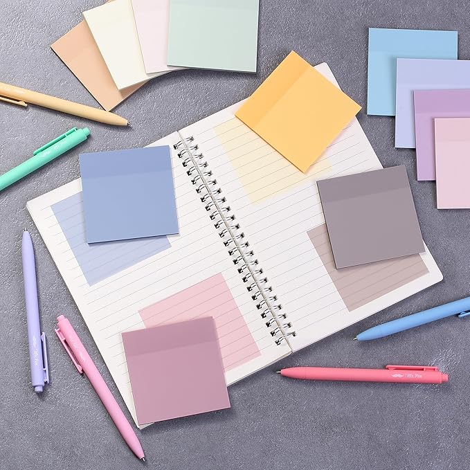 Mr. Pen- Transparent Sticky Notes, 3”x3”, Dreamy Pastel, 12 Pads, 600 Sheets, See Through Sticky Notes, Bulk Sticky Notes Transparent, Translucent Sticky Notes, Clear Transparent Sticky Notes Clear