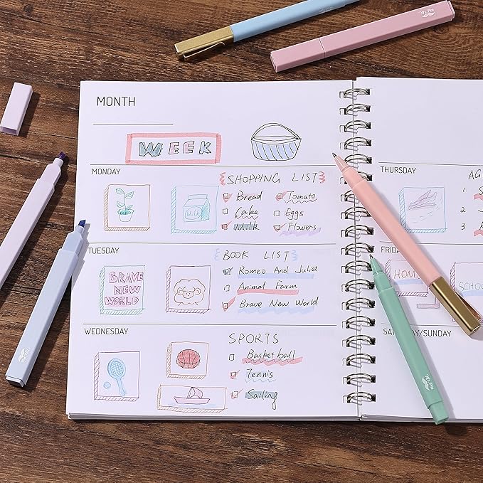 Mr. Pen- Aesthetic Highlighters and Pens No Bleed, 12 Pack, Morandi Color Bible Highlighters for Bibles, Bible Pens