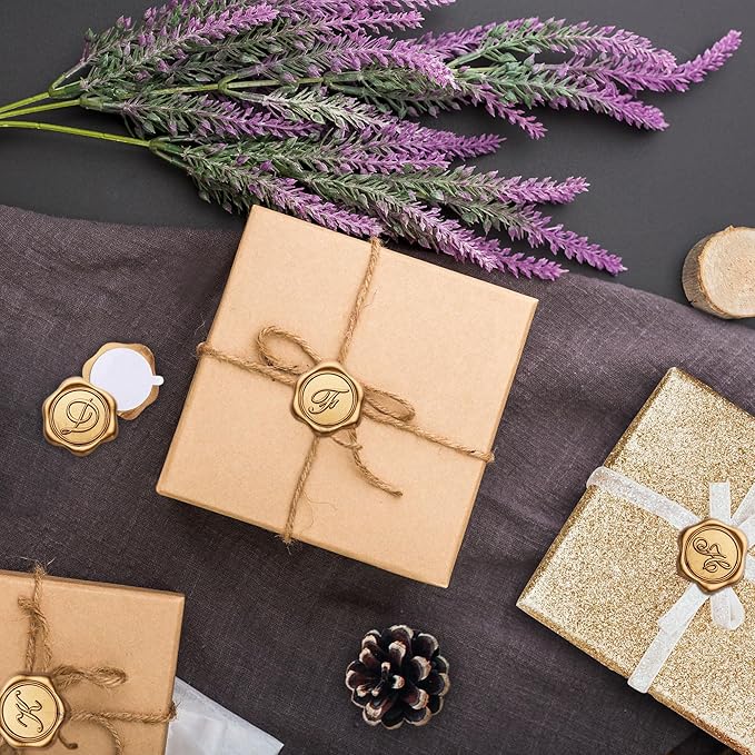 Yoption Initial R Wax Seal Stickers, 100 Pack Antique Gold Letter Self Adhesive Envelope Sealing Stickers for Wedding Party Birthday Christmas (R)