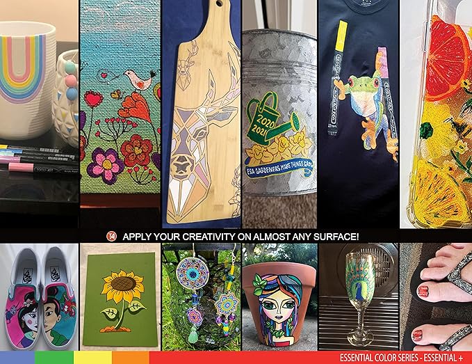 TOOLI-ART Acrylic Paint Pens Assorted Vibrant Markers for Rock Painting, Canvas, Glass, Mugs, Wood, Fabric, Metal, Ceramics. Non Toxic, Quick Dry, Multi-Surface, Lightfast (EXTRA FINE)