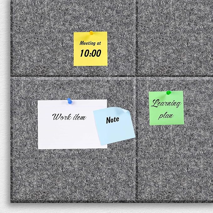 Large Office Cork Board Alternative - 47"x35"12 Pack Felt Wall Tiles Self-Adhesive Safe Removable No Damage for Wall Pin Board Tack Board Felt Cork Board for Walls or Office 48 x 36-Charcoal Grey