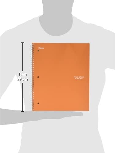 Five Star Spiral Notebook + Study App, 1 Subject, Graph Ruled Paper, Fights Ink Bleed, Water Resistant Cover, 8-1/2" x 11", 100 Sheets, Sedona Orange (620000CD1)