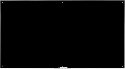 Black Glass Board Frameless Tempered Glass Dry Erase Board with Marker Tray for Interactive Office, Wall Mounted Frosted Glass Board, 60" x 40", Black