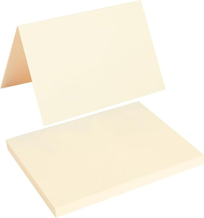 50 Pack Blank Cards Folded Cardstock Thank You Blank Greeting Cards for Invitations, Wedding, Greeting Cards, All Occasion DIY (Cream, 2x3.5)