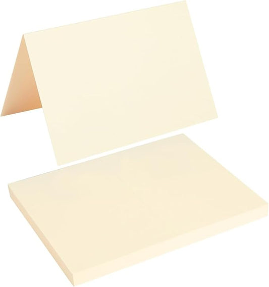 50 Pack Blank Cards Folded Cardstock Thank You Blank Greeting Cards for Invitations, Wedding, Greeting Cards, All Occasion DIY (Cream, 2x3.5)
