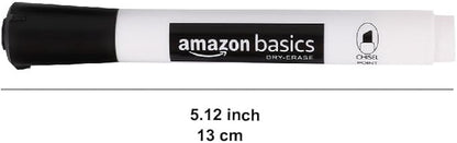 Amazon Basics 12-Pack Low-Odor Chisel Tip Dry Erase Whiteboard Markers, Black