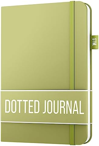 Scribbles That Matter A5 Bullet Dotted Journal Notebook | Vegan Hard Cover, 120gsm bleedproof thick paper, 150 pages, 5.75 x 8.5in, 2 bookmarks, tab stickers, penloop | For Work | Pear