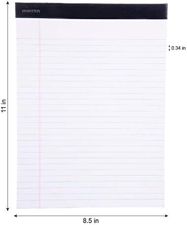 Mintra Office Legal Pads, ((xBasic, 8.5in x 11in, Wide (White), 36pk (6-6pks)), 50 Sheets per Notepad, Micro perforated Writing Pad, Notebook Paper for School, College, Office, Work