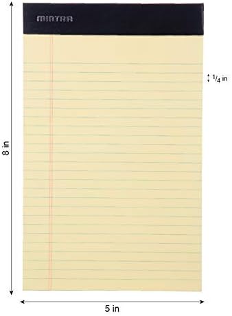 Mintra Office Legal Pads, ((xBasic, 5in x 8in, Narrow (Canary), 36pk (6-6pks)), Narrow Ruled, 50 Sheets per Notepad, Micro perforated Writing Pad, Notebook Paper for School, College, Office, Work