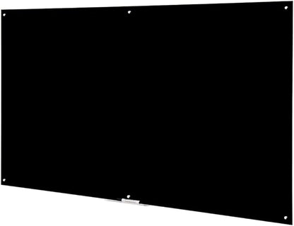 Black Glass Board Frameless Tempered Glass Dry Erase Board with Marker Tray for Interactive Office, Wall Mounted Frosted Glass Whiteboard (Black, 72" x 40")