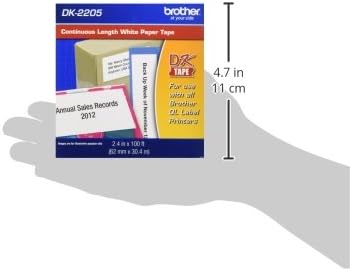 Brother Genuine, DK-2205 Continuous Paper Label Roll, Cut-to-Length Label, 2.4” x 100 Feet, (1) Roll Per Box (Pack of 2)