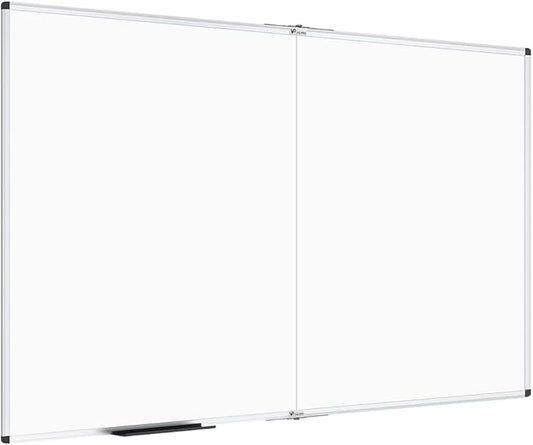 VIZ-PRO Large Dry Erase White Board/Magnetic Foldable Whiteboard, 60 X 36 Inches, Silver Aluminium Frame