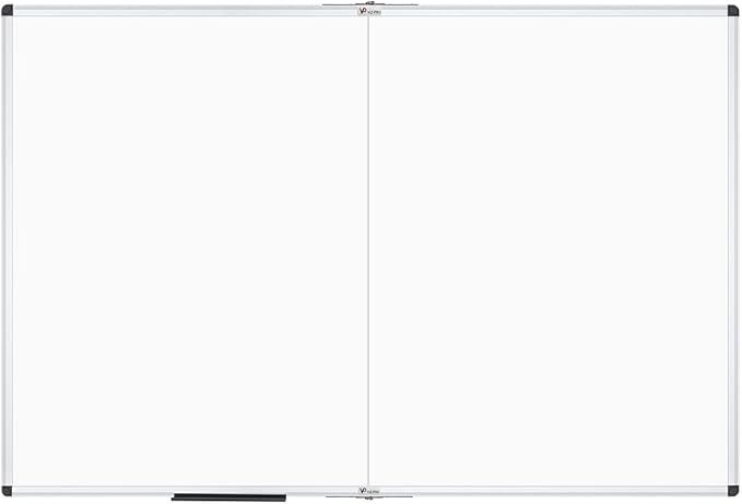 VIZ-PRO Large Dry Erase White Board/Magnetic Foldable Whiteboard, 60 X 36 Inches, Silver Aluminium Frame