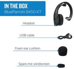 BlueParrott B450-XT Noise Cancelling Trucker Bluetooth Headset – Updated Design with Industry Leading Sound & Improved Comfort, Ideal for Anyone On The Go, Up to 24 Hours of Talk Time, Black