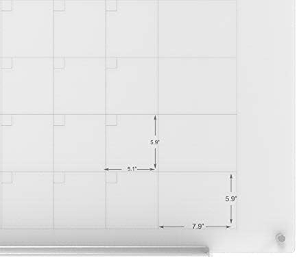 Audio-Visual Direct Magnetic Glass Dry Erase Board Set (4' x 3', Calendar Ultra White) for Wall - Monthly Planner