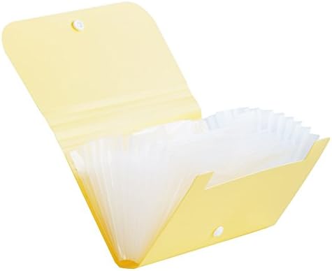 Expanding File Folder, Subdivision Accordion File Folder Mini Organizer PP Wallet for Cards,Coupons,Receipt,Tax Item or Changes,7x4.5 Inches,12 Pockets with Tabs and Check Case(Yellow)