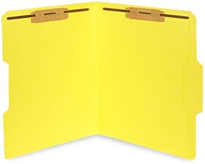 50 Assorted Color Fastener File Folders - 1/3 Cut Reinforced Tab - Durable 2 Prongs Bonded Fastener Designed to Organize Standard Medical Files, Law Client Files, Office Reports - Letter Size
