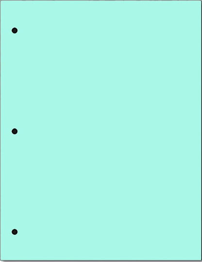 Copy And Printing Color Paper, 20 Lb. 3 Hole Punch 500 Sheets Per Ream. (Turquoise)