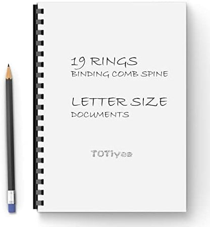 TOTiyea 100 Pack 19 Ring Plastic Binding Combs, 3/4 Inch Diameter, 185 Sheet Capacity, Letter Size, Black Comb Binding Spines