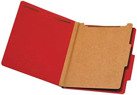 Pendaflex® Classification Folders, Standard, 1 Divider, Embedded Fasteners, 2/5 Cut Tab, Bright Red, Letter, 10/BX (23731)