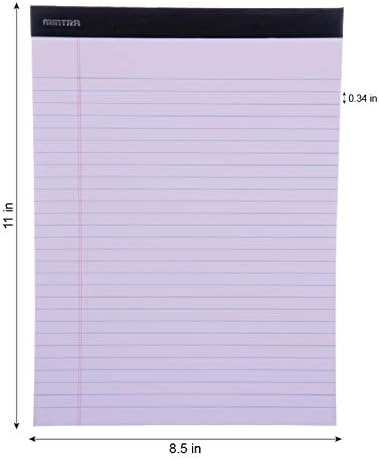 Mintra Office Legal Pads, ((xBasic, 8.5in x 11in, Wide (Pastel), 36pk (6-6pks)), Wide Ruled, 50 Sheets per Notepad, Micro perforated Writing Pad, Notebook Paper for School, College, Office, Work