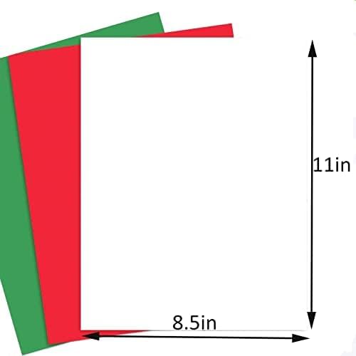 30Sheets Christmas Cardstock Paper 8.5×11 in, 230gsm/80lb Thick Card stock，Printer Paper, Party Decors，Paper Craft, School Suppliesred (red green white)