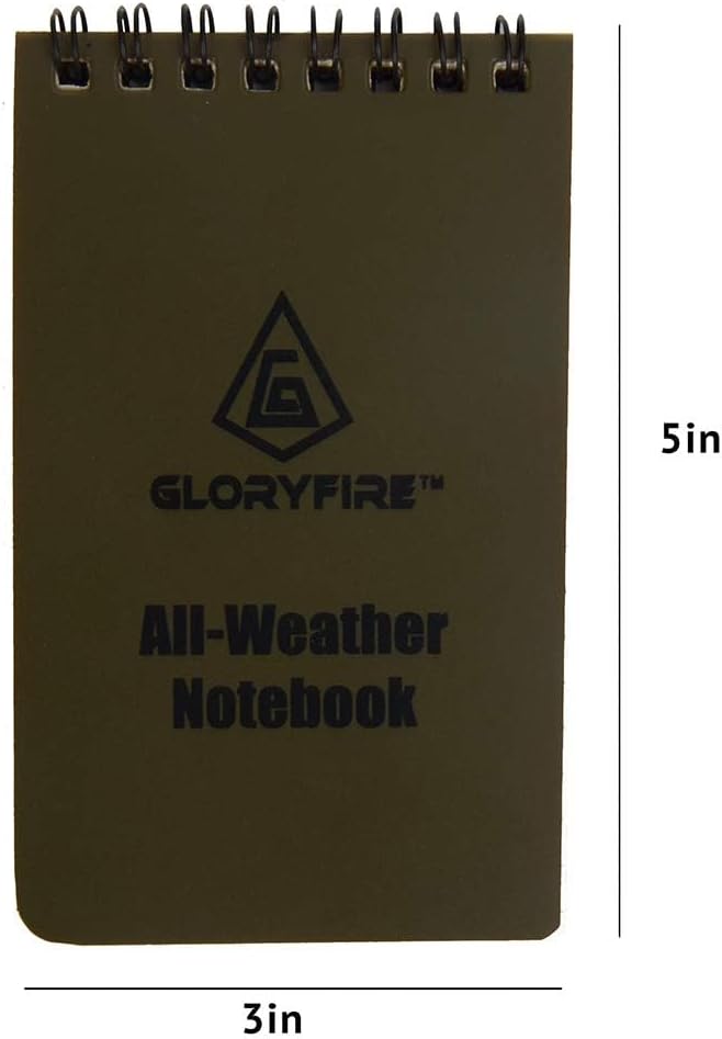 GLORYFIRE Waterproof Notebook Tactical All-Weather Spiral Memo Paper Notepad with Waterproof Grid Paper for Outdoor Activities Recording 3"x5" (10pcs)