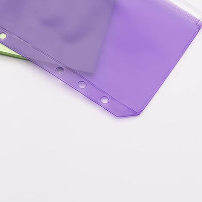 Purple PVC Binder Pockets 12pcs A6 Binders Zipper Pouch Bag Loose Leaf 6 Holes PVC Zip Organizer Folder for Journal Budget Filing Pocket Bags