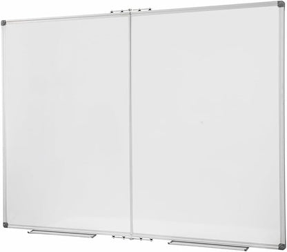 Foldable Magnetic 72"x 48" Extra Large Dry Erase Board with Pen Tray| Wall-Mounted Aluminum Message Presentation Whiteboard for Office, School