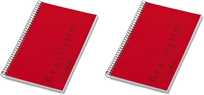 Tops Classified Business Notebook, 5.5 x 8.5-Inch, College Rule, 100 Sheets per Book, Ruby Plastic Cover (73505) (Pack of 2)