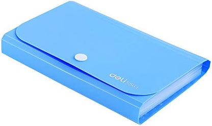 Expanding File Folder, Subdivision Accordion File Folder Mini Organizer PP Wallet for Cards,Coupons,Receipt,Tax Item or Changes,7x4.5 Inches,12 Pockets with Tabs and Check Case(Blue)