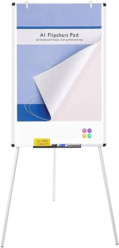 VIZ-PRO Magnetic Whiteboard Easel, 36 x 24 Inches, Portable Dry Erase Board Height Adjustable for School Office and Home