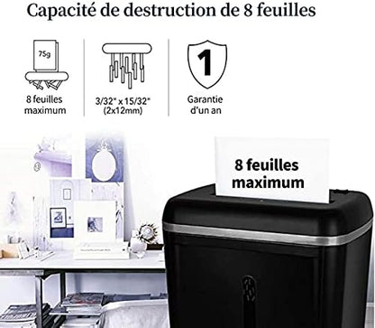 WOLVERINE 8-Sheet Super Micro Cut High Security Level P-5 Ultra Quiet Paper/Credit Card Home Office Shredder with 4.5 gallons Pullout Waste Bin SD9101 (Black)