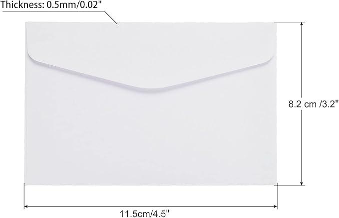PATIKIL Mini Envelopes, 100 Pack Paper Blank Small Items Storage Business Card Holder for Greeting Note Party, White