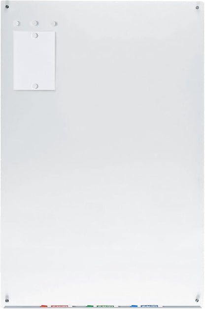 Audio-Visual Direct Magnetic Ultra White Glass Dry-Erase Board Set - 5' x 3.4' - Includes Magnets, Hardware & Marker Tray