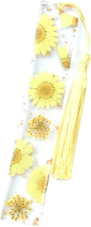Daisy Epoxy Bookmarks Dried Flower Resin Bookmark Pressed Flower Bookmark Transparent Floral Dried Flower Page Marker acrylic bookmark for Kids Woman Teacher Students yellow daisy