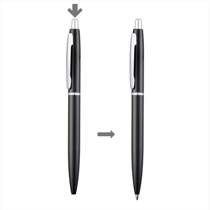 ChaoQ 6 Pcs Retractable Metal Ballpoint Pens, for Gift, Business, Office, 1.0mm Medium Point Black Ink, 12 Extras Replaceable Metal Refills - Black
