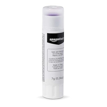 Amazon Basics Purple Washable School Glue, Dries Clear, 0.24-oz. Sticks, 8 Pack of 60, 480 Count Total