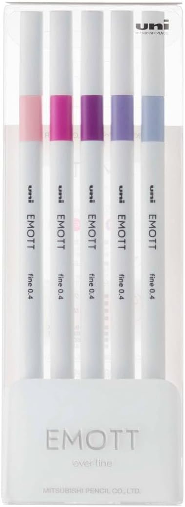 Emott Fineliner Pen Set #7, Floral Color, 5-Colors, Assorted