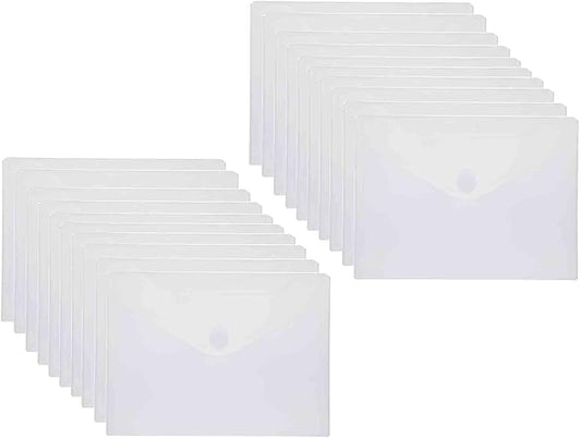 9x7 Clear Plastic Envelopes Hook Loop Closure Receipt Stickers Storage Holder 20 Pack