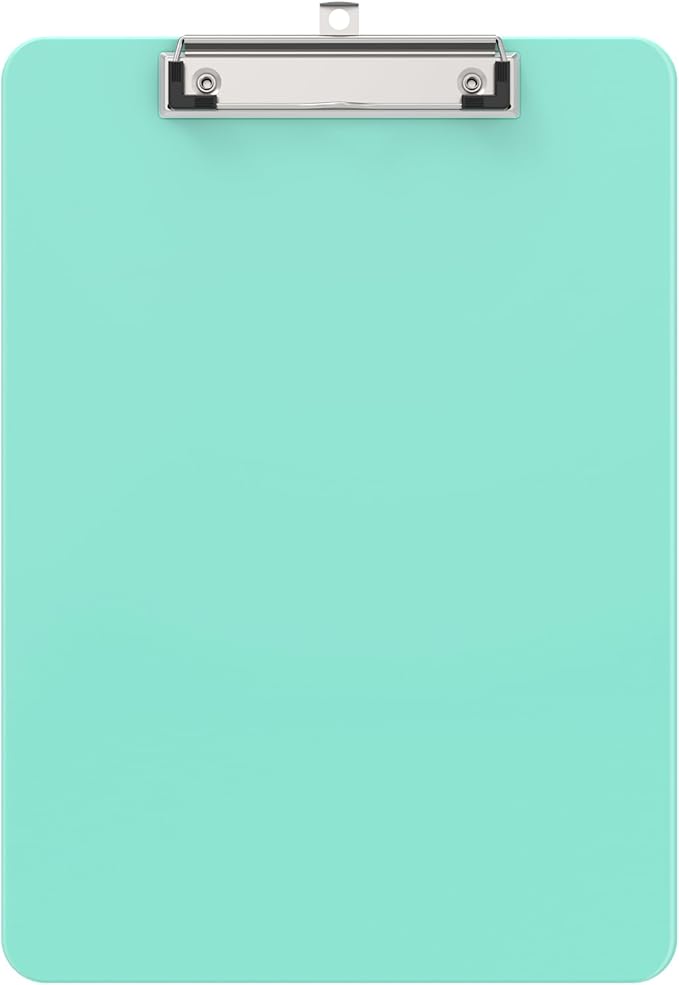 Plastic Clipboards, A4 Teal Clip Board 8.5x11 for Classroom, Students, Kid, Woman, Size 9" x 12.5" with Low Profile Clip, Office & School Supply